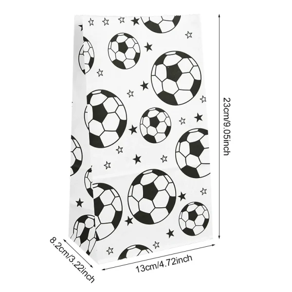 10pcs Football Theme Gift Wrapping Bags Soccer Candy Bag Cookie Popcorn Bag Fans Party Favor Bags for Boys Birthday Party Decor 4