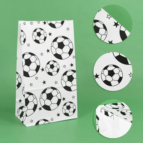 10pcs Football Theme Gift Wrapping Bags Soccer Candy Bag Cookie Popcorn Bag Fans Party Favor Bags for Boys Birthday Party Decor 5