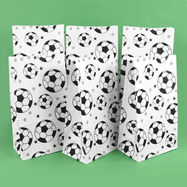 10pcs Football Theme Gift Wrapping Bags Soccer Candy Bag Cookie Popcorn Bag Fans Party Favor Bags for Boys Birthday Party Decor 6