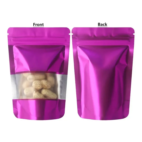50 pcs Thickened 20c Viewable Window Upright Aluminum Foil Seal Bone Mylar Bag Tea Snacks Nuts Moisture Resistant Storage Bag 2
