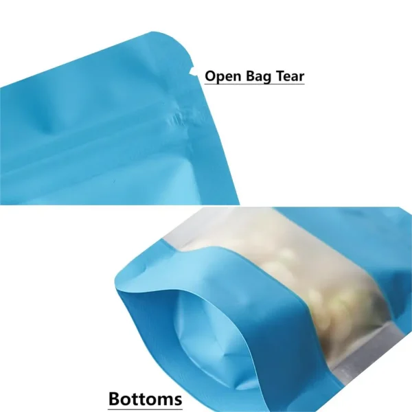 50 pcs Thickened 20c Viewable Window Upright Aluminum Foil Seal Bone Mylar Bag Tea Snacks Nuts Moisture Resistant Storage Bag 4