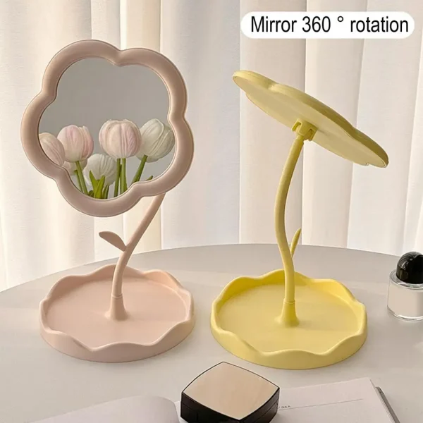 Desktop Makeup Mirror Dormitory Bedroom Rotating Make Up Mirror Sunflower Shaped Looking Glass Home Decoration Dressing Glass 4