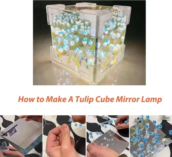 Romantic Tulip Flower Box Handmade Led Tulip Night Light DIY Material Package Bed Desktop Ornament Mirror Box Living Room Decor 5