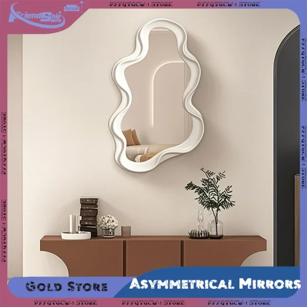 Irregular Cloud Shaped Mirror Wall Hanging Ornaments Standing Art Mirror Asymmetrical Mirrors Wall Mounted Home Bedroom Decor 1