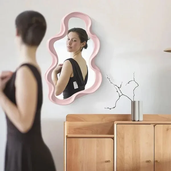 Irregular Cloud Shaped Mirror Wall Hanging Ornaments Standing Art Mirror Asymmetrical Mirrors Wall Mounted Home Bedroom Decor 5