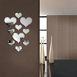 10Pcs/Set Durable Love Heart Stickers Wall Sticker Mirror Mural 3D Decal Simple DIY Decorative Removable Paster Home Decoration 1