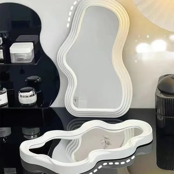 NEW Cloud Shaped Desktop Vertical Makeup Mirror Student Dormitory Bathroom Wall Mounted Mirror Bedroom Living Room Decoration 4