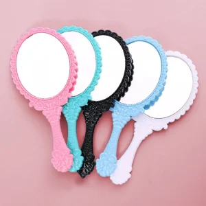 European Style Floral Oval Mirror No Deformation Multicolor Handheld Beauty Mirror Retro Portable Make-up Mirror Desktop 1