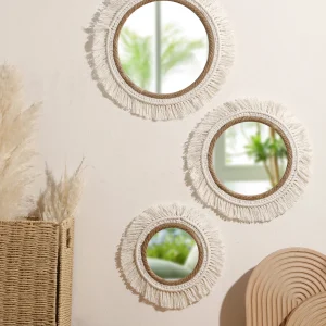 Boho Hand Woven Wall Hanging Tapestry Home Decorative Mirrors Nordic Wall Mirrors Decoration Bedroom Living Room Crafts Decor 1