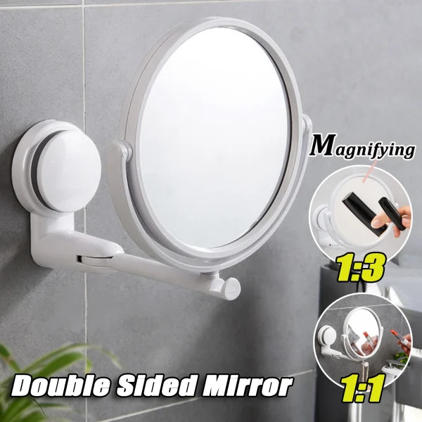 360° Swivel Folding Cosmetic Mirror No Punch Magnifying Mirror Bathroom Mirror Wall Mounted Shaving Mirror HD Cosmetic Mirror 1