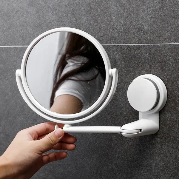 360° Swivel Folding Cosmetic Mirror No Punch Magnifying Mirror Bathroom Mirror Wall Mounted Shaving Mirror HD Cosmetic Mirror 3