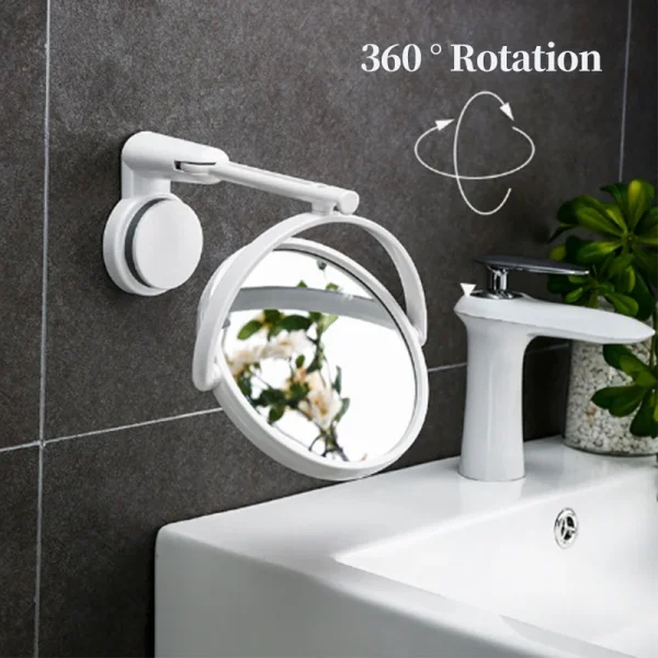 360° Swivel Folding Cosmetic Mirror No Punch Magnifying Mirror Bathroom Mirror Wall Mounted Shaving Mirror HD Cosmetic Mirror 4