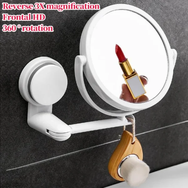 360° Swivel Folding Cosmetic Mirror No Punch Magnifying Mirror Bathroom Mirror Wall Mounted Shaving Mirror HD Cosmetic Mirror 5