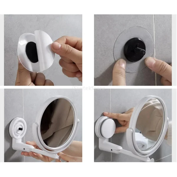 360° Swivel Folding Cosmetic Mirror No Punch Magnifying Mirror Bathroom Mirror Wall Mounted Shaving Mirror HD Cosmetic Mirror 6