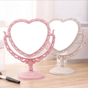 Desktop Makeup Mirror Heart Shape Makeup Vanity Portable Double-side Vanity Mirror Hand Mirror Cosmetic Compact Mirror For Women 1