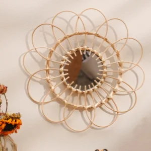 Handmade Wall Mirror Sun Flower Art Wall Hanging Decorative Mirror Room Decors Aesthetic for Bedroom Living Room Wall Decor Gift 1