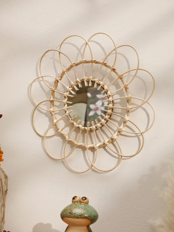 Handmade Wall Mirror Sun Flower Art Wall Hanging Decorative Mirror Room Decors Aesthetic for Bedroom Living Room Wall Decor Gift 3