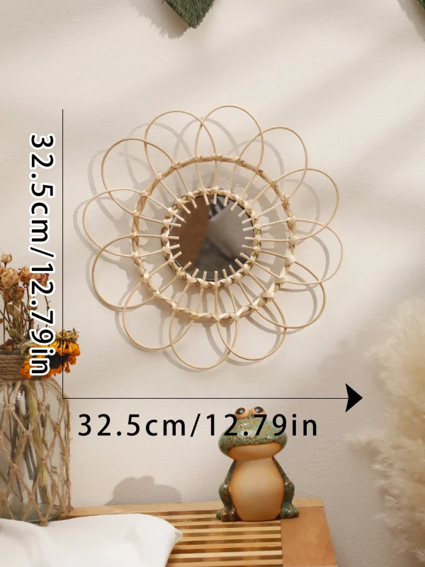 Handmade Wall Mirror Sun Flower Art Wall Hanging Decorative Mirror Room Decors Aesthetic for Bedroom Living Room Wall Decor Gift 6
