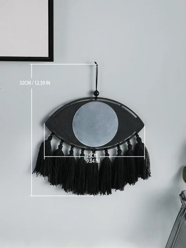 Macrame Mirror Black Evil Eye Decorative Mirrors Handmade Boho Home Decoration Tassels Aesthetic Room Decor Home Ornament Gift 5