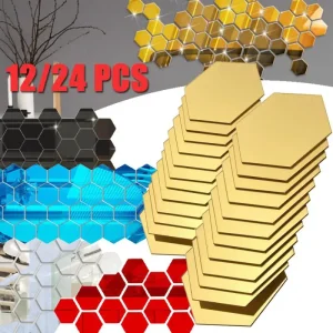 12/24PCS Wall Sticker Mirror 3d Stickers Acrylic Mirror Modern Multi-piece Package Large Pattern Self Adhesive Decorative Mirror 1