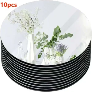 10PCS Acrylic round Mirrors 8 Inch Circle Candle Plates Wedding Table Centerpieces Wall Decor Mirror Trays for Events 1