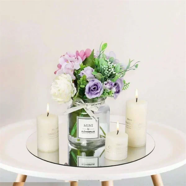 10PCS Acrylic round Mirrors 8 Inch Circle Candle Plates Wedding Table Centerpieces Wall Decor Mirror Trays for Events 4