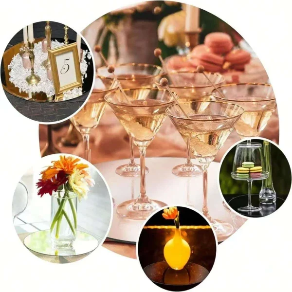 10PCS Acrylic round Mirrors 8 Inch Circle Candle Plates Wedding Table Centerpieces Wall Decor Mirror Trays for Events 5