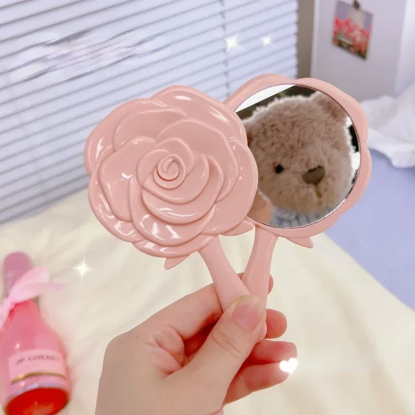 Retro Rose Flower Shape 3D Stereo  Cosmetic Makeup Compact Mirror 4 Colors Choose Hand Mirror Compact Mirror Wholesale 2