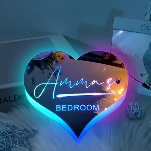 Personalized Name Mirror LED Light Custom Name Mirror Wall Light Bedroom Decor Christmas Valentine's Day Wedding Kid Gifts 1