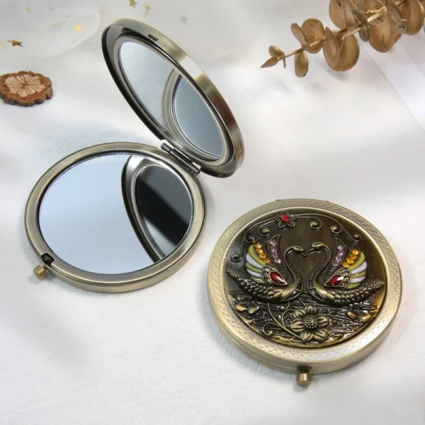 Dual Sided Mini Vanity Virror with 1x and 2x Magnification Portable Mini Makeup Mirror Pocket Folding Mirror Gift For Women 2
