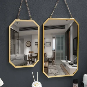 Nordic Style Iron Art Rectangular Wall Mounted Mirror Bathroom Dormitory Mirror Washbasin Makeup Mirror Home Decorative Mirror 1
