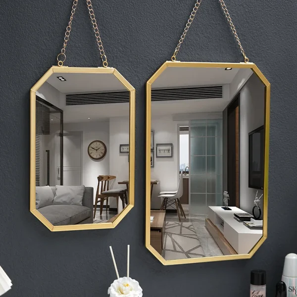 Nordic Style Iron Art Rectangular Wall Mounted Mirror Bathroom Dormitory Mirror Washbasin Makeup Mirror Home Decorative Mirror 1