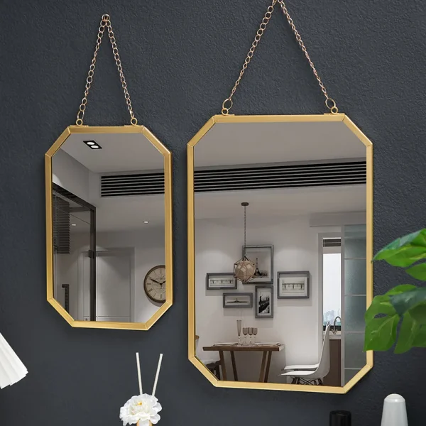 Nordic Style Iron Art Rectangular Wall Mounted Mirror Bathroom Dormitory Mirror Washbasin Makeup Mirror Home Decorative Mirror 3