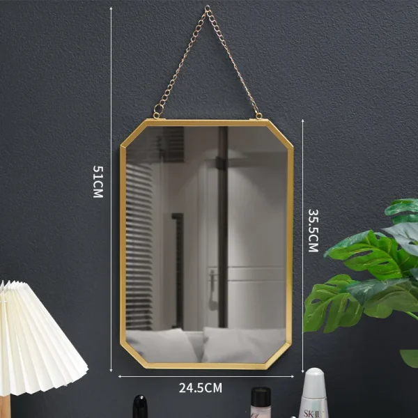 Nordic Style Iron Art Rectangular Wall Mounted Mirror Bathroom Dormitory Mirror Washbasin Makeup Mirror Home Decorative Mirror 5