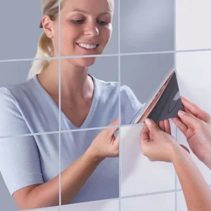 6/9/16pcs Square Spliced Stickers Self Adhesive Acrylic Mirror Sheets Wall Home Bathroom Living Room Decor 0.1mm 15*15CM 1