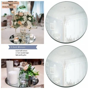 20CM Round Acrylic Mirror Tray Circle Candle Mirror Plate Decor for Wedding Baby Shower Birthday Decoration Party Supplies 1