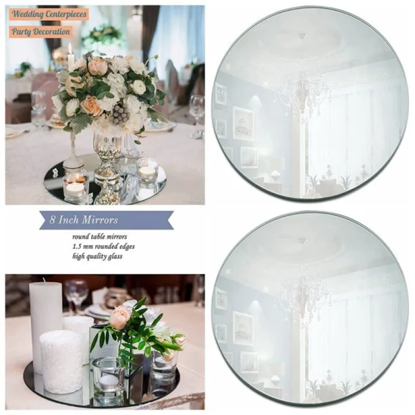 20CM Round Acrylic Mirror Tray Circle Candle Mirror Plate Decor for Wedding Baby Shower Birthday Decoration Party Supplies 1