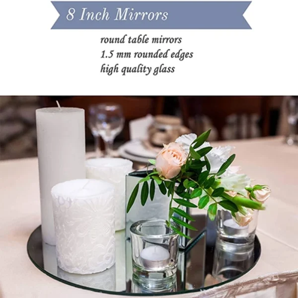 20CM Round Acrylic Mirror Tray Circle Candle Mirror Plate Decor for Wedding Baby Shower Birthday Decoration Party Supplies 2