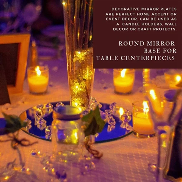 20CM Round Acrylic Mirror Tray Circle Candle Mirror Plate Decor for Wedding Baby Shower Birthday Decoration Party Supplies 5