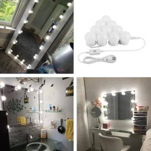 10PCS LED Make up Mirror Light Bulbs USB Hollywood Vanity Makeup Mirror Lights Bathroom Dressing Table Lighting Dimmable 1