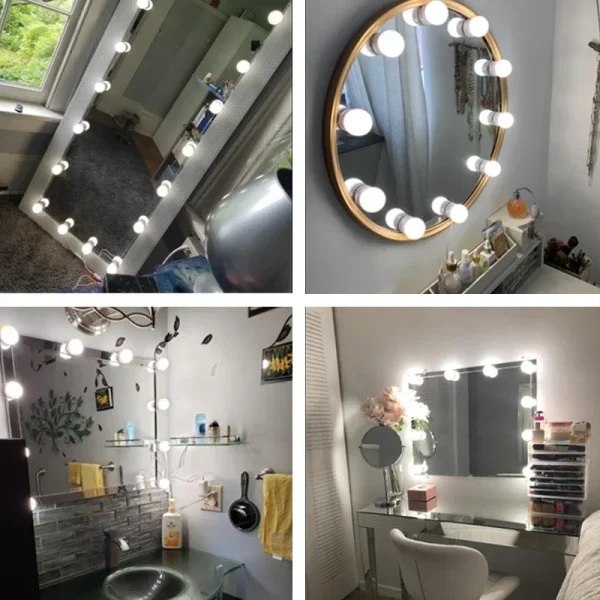 10PCS LED Make up Mirror Light Bulbs USB Hollywood Vanity Makeup Mirror Lights Bathroom Dressing Table Lighting Dimmable 2