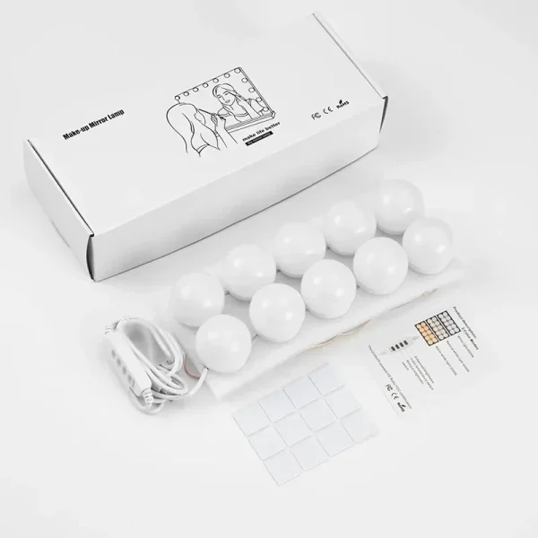 10PCS LED Make up Mirror Light Bulbs USB Hollywood Vanity Makeup Mirror Lights Bathroom Dressing Table Lighting Dimmable 6