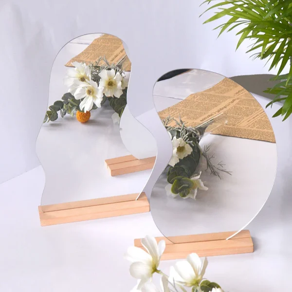 Acrylic Irregular Mirror for Home Decoration DIY Office Makeup Desktop Ornament Decoration Standing Mirror 4