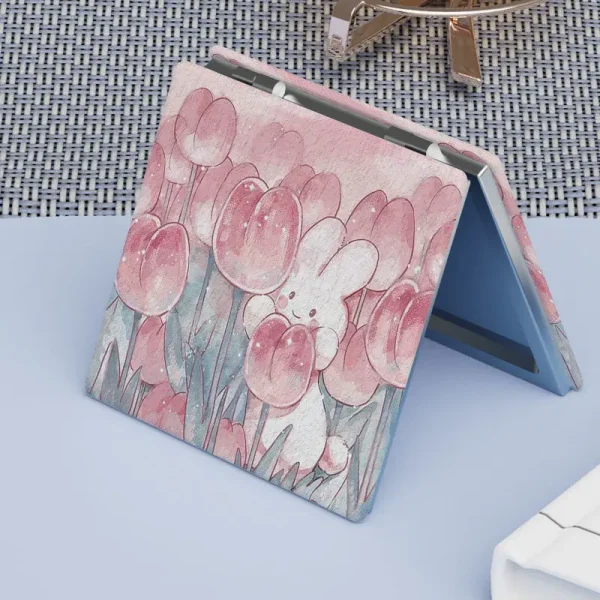 1Pc Tulip Bunny Cute Compact Mirror Makeup Mirror Square Folding Double-Sided Make Up Mirror Pocket Portable Compact For Girls 2