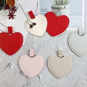1PC Metal Ultra-thin Mini Makeup Mirror Heart Compact Portable Stainless Steel Compact Pocket Beauty Cosmetic Mirrors Gift 1