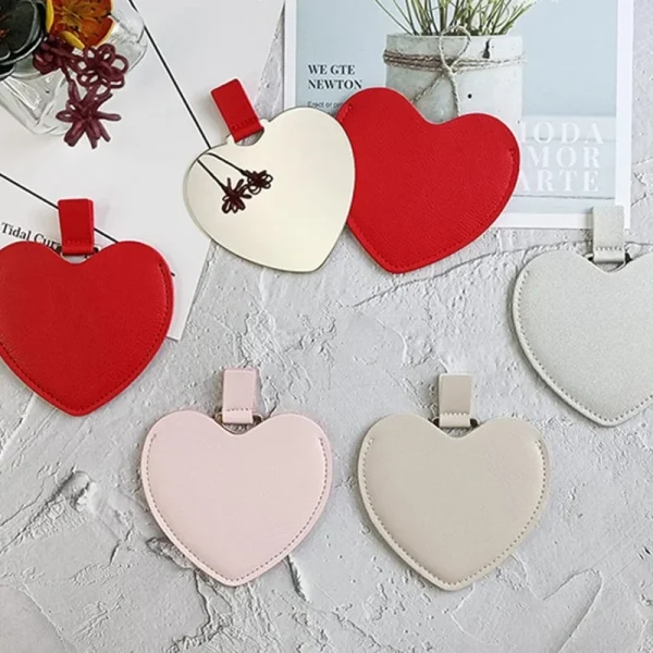 1PC Metal Ultra-thin Mini Makeup Mirror Heart Compact Portable Stainless Steel Compact Pocket Beauty Cosmetic Mirrors Gift 1