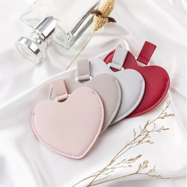 1PC Metal Ultra-thin Mini Makeup Mirror Heart Compact Portable Stainless Steel Compact Pocket Beauty Cosmetic Mirrors Gift 2