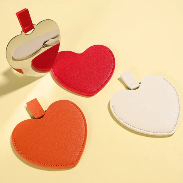 1PC Metal Ultra-thin Mini Makeup Mirror Heart Compact Portable Stainless Steel Compact Pocket Beauty Cosmetic Mirrors Gift 4
