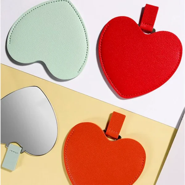 1PC Metal Ultra-thin Mini Makeup Mirror Heart Compact Portable Stainless Steel Compact Pocket Beauty Cosmetic Mirrors Gift 6