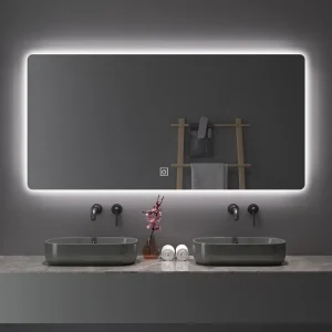 60-100CM Square Smart Hotel Bedroom Defogging Decorative Mirror LED Bathroom Mirror 3 Color Adjustable Backlight 1